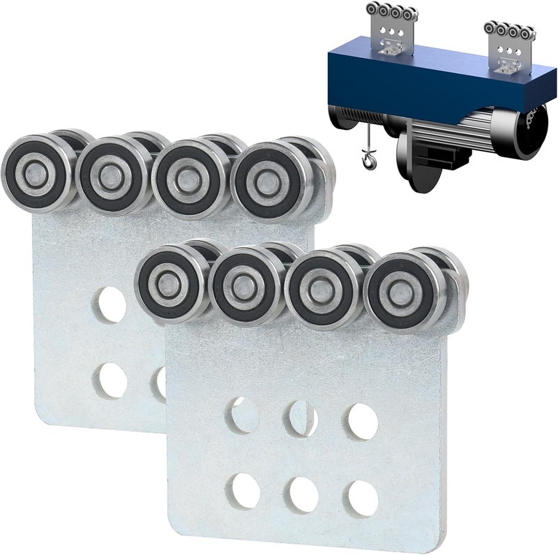 Fuperoo 8 Wheel Trolley Assembly Rollers.Eight Bearing Trolley Assembly.The top of The Trolley has Room for Set Screws, Allowing The use of a 1-5/8" high Strut Channel or Higher Strut Channel. - Image 1